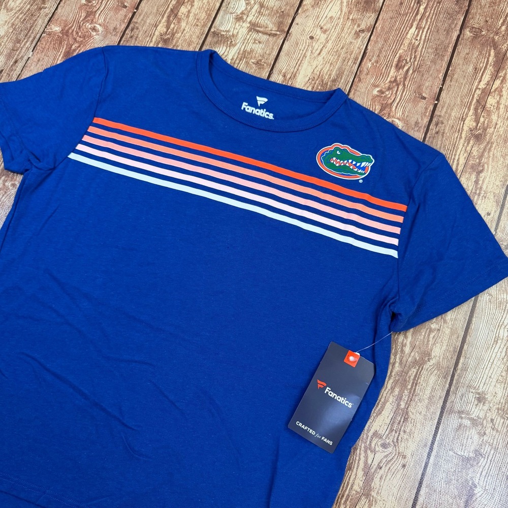Fanatics Florida Gators T Shirt Womens Small Blue Striped Short Sleeve Tee NWT